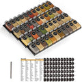 SpaceAid Spice Drawer Organizer with 44 Spice Jars, 386 Spice Labels, 4 Tier Seasoning Rack Tray Insert for Kitchen Drawers, 20.25" Wide x 17.5" Deep by SpaceAid
