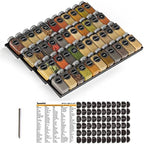 SpaceAid Spice Drawer Organizer with 44 Spice Jars, 386 Spice Labels, 4 Tier Seasoning Rack Tray Insert for Kitchen Drawers, 20.25" Wide x 17.5" Deep by SpaceAid