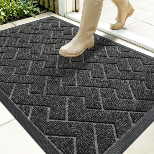 OLANLY Front Door Mat Outside 35x23, All-Season Absorbent Rubber Doormat by OLANLY
