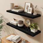 Fun Memories 40" W x 9.3" D Black Floating Shelves for Wall, Deep Long Floating Shelf for Home Bathroom, Bedroom, Living Room, Rustic Wood Wall Mounted Shelves for Books Decor - Image 6