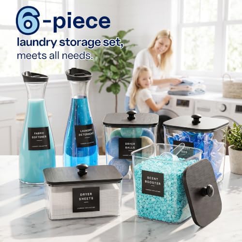 3+1+2 Pack Laundry Pods Container & Dryer Sheet Holder with Lid, Black - Image 5