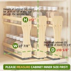 BAMEOS Pull Out Spice Rack Organizer for Cabinet, Bamboo Wide 7.7" Slide Out Seasoning Organizer for Kitchen, No Drill Anti-Tip Ball Bearing Silent Glides, Pantry Cabinet Organizer, Natural - Image 5