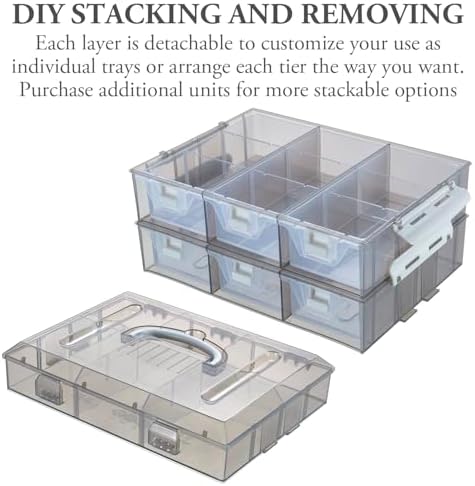 MyGift Smoke Gray Craft Storage Organizer Case, 24 Compartments & 6 Drawers - Image 2
