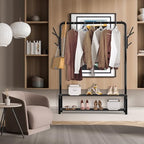 Simple Houseware 52" W Freestanding Closet Garment Rack with Shelves, Black - Image 4