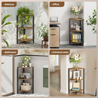 Creso hom Corner Shelf, 3-Tier Industrial Corner Bookshelf with Metal Frame - Image 7