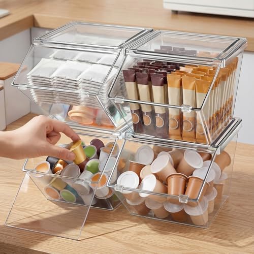 Yerliker 20 Pcs Stackable Storage Bins with Lids Organizer, Clear - Image 2