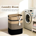 Laundry Hamper, 75L Tall Laundry Basket with Leather Handles, Rectangle Large Clothes Hamper for Organizing, Cotton Woven Laundry Baskets Storage Hampers for Bedroom, Nursery, Living Room - Image 2