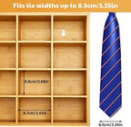 Wesiti Tie Box Organizer Wall Mounted Tie Rack with 16 Compartments Bamboo Belt Holder for Men Scarf Necktie Home Wall Closet(Wood Color,2 Pieces) - Image 4