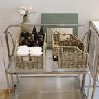 GYASVWU Seagrass Pantry Baskets for Organizing, Wicker Storage Baskets for High Shelves with Handles, Rattan Baskets for Home, Cabinet, Farmhouse, 2 Pack (Seagrass Color) - Image 6