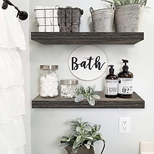 QEEIG Bathroom Long Floating Shelves for Wall (Grey, Set of 2, 23.6") - Image 2