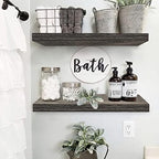 QEEIG Bathroom Long Floating Shelves for Wall (Grey, Set of 2, 23.6") - Image 2