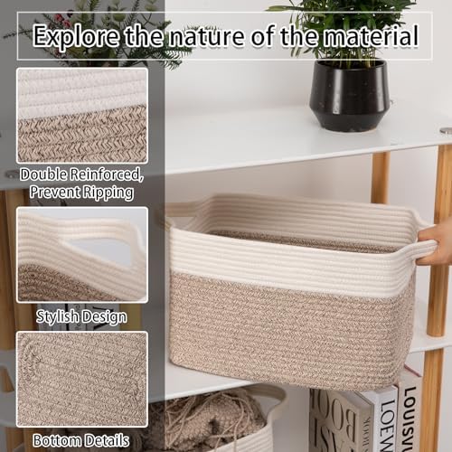 OIAHOMY 3-Pack Storage Basket Organizing Woven Basket for Shelves Brown - Image 4