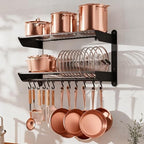 YIGII Wall Mounted Pot Rack 30 Inch, 2-Tier Kitchen Storage Shelf by YIGII