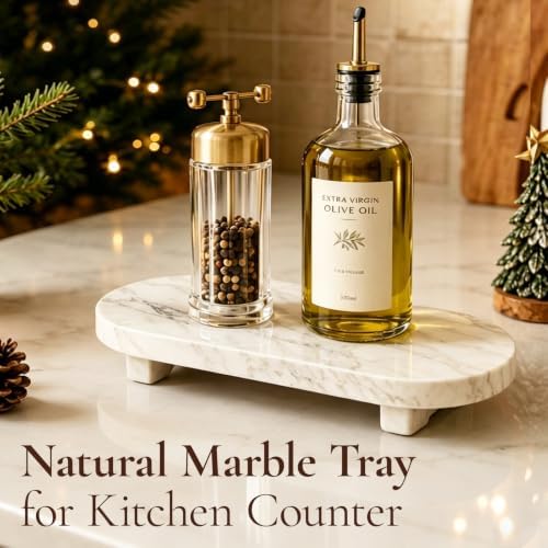 White Calacatta Marble Tray for Bathroom Vanity, 9.8x5.9In - Image 4