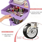 REBECAT 4 Tier Rolling Cart with Drawer, Utility Storage Cart on Wheels for Kitchen, Bathroom, Living Room,Office(Purple) - Image 6