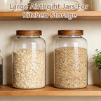 KEYWING 1 Gallon Glass Jars w/Acacia Lids for Flour & Rice Containers 2Pcs - Image 5