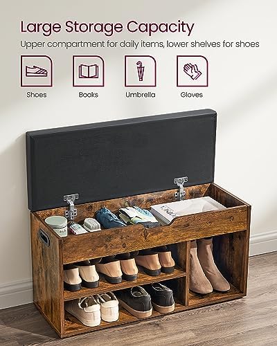 VASAGLE Storage Bench with Cushion, Shoe Bench,11.8 x 31.5 x 17.3 Inches - Image 5