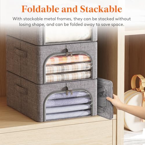 Lifewit 25L Clothes Storage Bins with Metal Frame for Closet, 6 Pack - Image 2