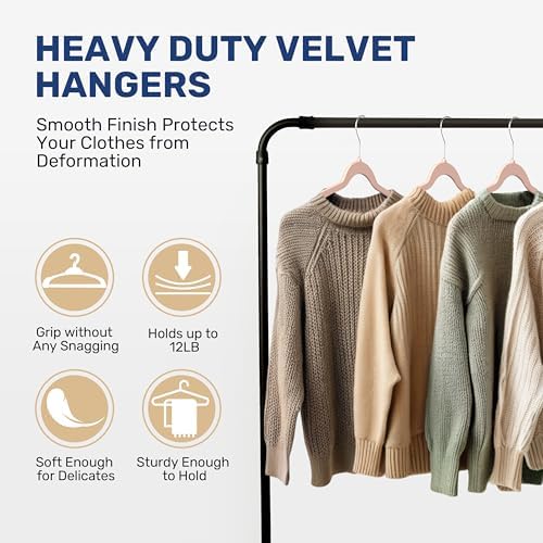 YSSOA 70 Packs Velvet Hangers, Non Slip Space Saving Suit Hangers, Heavy Duty Clothes Hangers with 360° Rotatable Hook for Coats, Pants, Pink - Image 5