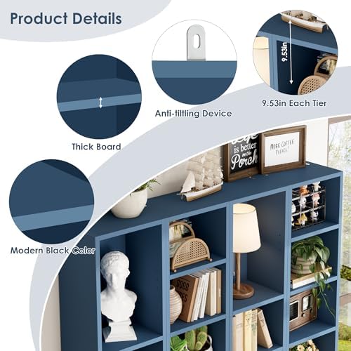 FOTOSOK 2 Pcs 71'' Tall Narrow Bookshelf, 8-Tier Media Tower Rack Set of 2 - Image 7