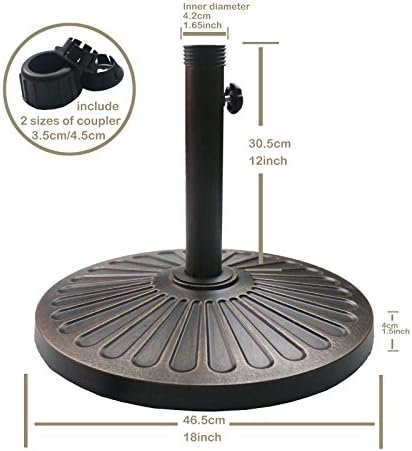 Sunnyglade 18" 30.2-lb Heavy Duty Round Patio Umbrella Base Antiqued Bronze - Image 5