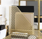BLU MONACO | Gold Metal Magazine File Holder | Decorative Vertical File Organizer & Book Holder for Desk, Shelves & Office | Stylish Paper Organizer & Workspace Storage - Image 3
