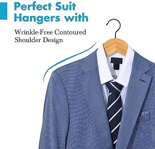 JS HANGER Wooden Hangers 30 Pack, Natural Wood Suit Hangers with Non Slip Shoulder Grooves, Clothes Hangers for Coats, Shirts, Jackets, Pants, Suits - Image 3