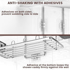 Rustproof Shower Caddy Hanging with Soap Holders for Bathroom, Silver - Image 6