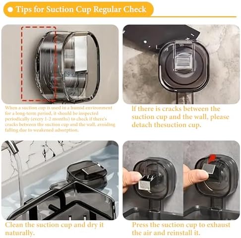 Suction Cup Shower Caddy, 1 Pack Shower Shelves for Inside Shower No Drilling,Large Capacity Removable Bathroom Shelf Storage Rack (50cm-With Pole) - Image 6