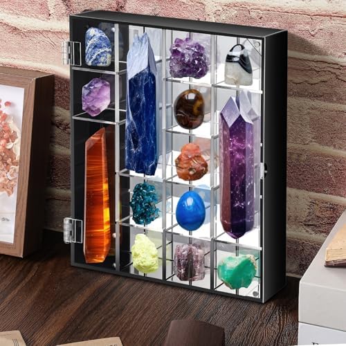 Cinnvoice Rock Display Case 20 Grids,Black Border,Square - Image 5