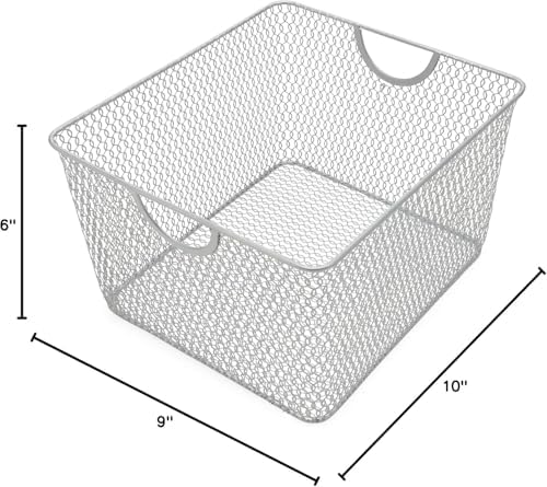 YBM HOME Kitchen Pantry Organizer Wire Baskets for Shelves, Cabinets, Pantry, Countertop, Mesh Open Storage Bin Metal Basket for Organizing Food Supplies, 3 Pack, 10x9x6 - Image 2