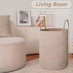 JMvicyroam 80L Cotton Rope Laundry Basket Hamper, Oatmeal - Image 3