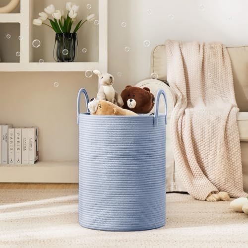 YOUDENOVA Cotton Rope Laundry Hamper Basket, 58L Blanket Basket for Nursery - Image 2