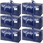 TICONN 6 Pack Extra Large Moving Bags Heavy Duty with Zippers & Carrying Handles, Durable Storage Bags Moving Boxes for Closet Organizers and Storage (6 Pack, Navy) by TICONN