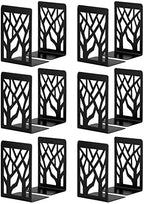 Metal Bookends Black 6 Pair - Heavy Duty Book Stoppers for Shelves - Decorative Book Ends by INN%C3%94PLUS