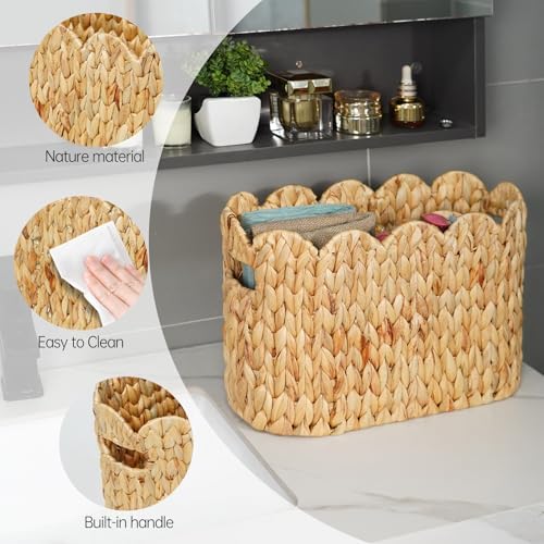 Coeusy Toilet Paper Basket, Scalloped Wicker Basket for Bathroom Organizer - Image 6