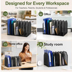 FANXIYQ Black 7-Section File Folder Organizer for Desk, Metal Vertical File Holder Stand, Desktop File Organizer Rack for Letter/A4 Folders, Papers, Books, Office Classroom Home - Image 3
