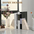 Karibiber Travertine Bookends for Heavy Books, Marble Decorative Bookends for Shelves, Heavy-Duty Stone Book Ends for Hardback Book & Cookbooks, Unique Book Stopper & Holder, Travertino Italy - Image 4