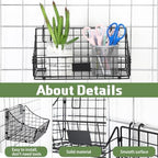 Blulu 4 Pcs Grid Wall Baskets, Wire with Hooks for Hanging, 11 x 6 x 5 Inch - Image 3