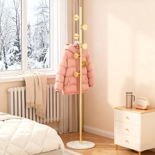 Coat Rack Freestanding Gold Clothes Rack For Clothing Hats Bags Ties Purses - Image 5