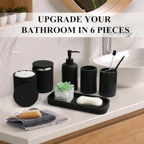 LIN CHUAN 6-Piece Bathroom Accessories Set, Modern Bathroom, Black - Image 5