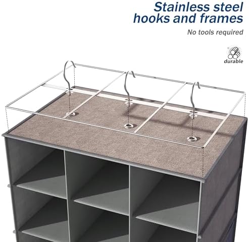 Libeder 30 Section Hanging Shoe Organizer & Storage for Closet,Heather Grey - Image 6