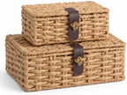 Seagrass Storage Basket with Lids, Set of 2 Wicker Storage Boxes, Natural by Unknown
