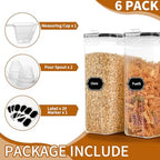 HKJ Chef Cereal Containers Storage Set (4L / 135.2oz), 6PCS Airtight Food Storage Containers with Lids, Cereal Dispensers for kitchen Pantry Organizers and Storage with Pour Spout, 20 Labels, Marker - Image 4