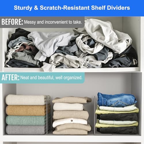 OKPOW Shelf Dividers Closet Organizer - 7.5" Tall X 11.8" Deep Acrylic Clear Sturdy Separate for Clothes Purse - Adjustable Space Saver Easy Install for Home Organization Enthusiasts 12 Pack - Image 6