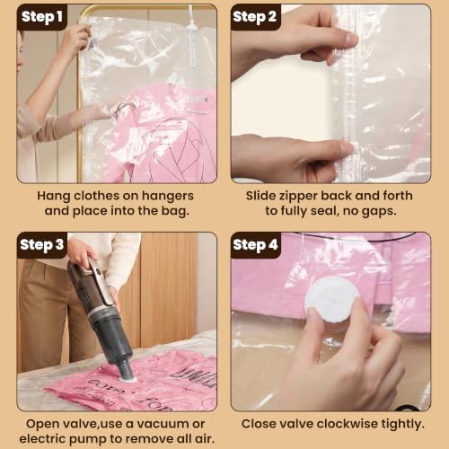 5 Pack Hanging Vacuum Storage Bags for Clothes Space Saver Compression Bags - Image 5