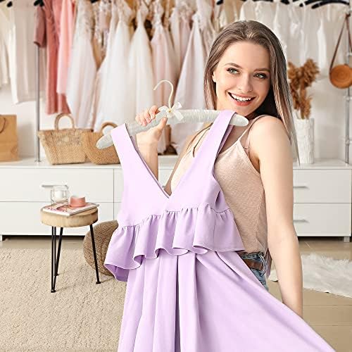 JS HANGER Padded Hanger for Sweaters - 17 Inch Extra Large Heavy Duty Satin Covered Coat Hangers No Shoulder Bump for Women Clothes, Sweaters, Dresses, Clothing, Weddings, Lingerie Pack of 10, Ivory - Image 6