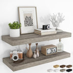 RICHFOCUS 36Inch Floating Shelves for Wall 2Pack, Grey, 8" Deep by RICHFOCUS