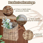 GYASVWU Woven Hanging Basket Water Hyacinth Hanging Wall Basket Wicker Handmade Baskets for Garden Farmhouse Home (Seagrass mouth) - Image 2