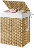 SONGMICS HOME Laundry Hamper with Lid, Clothes Basket with Removable Liner and Handles, 23.8 Gallon, Foldable Narrow Laundry Organizer for Bathroom, Bedroom, Light Brown by SONGMICSHOME